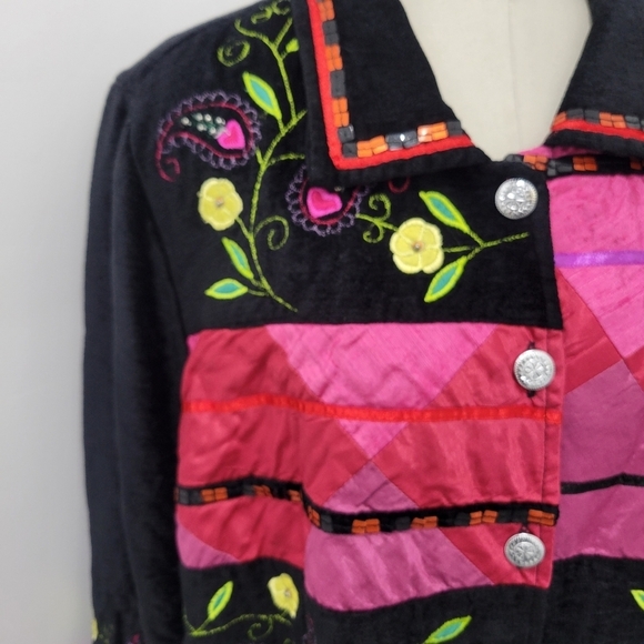 DRAPER'S & DAMON'S Women's Velvet & Silk Panels Embellished Jacket Size L - Picture 2 of 16